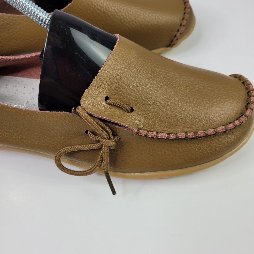 Socofy Womens Shoes Size 6 Brown Leather Moccasins Slip On Loafers Comfort - Picture 6 of 12